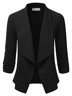 EIMIN Women's 3/4 Sleeve Blazer Open Front Office Work Cardigan Jacket (S-3XL)