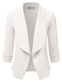 EIMIN Women's 3/4 Sleeve Blazer Open Front Office Work Cardigan Jacket (S-3XL)