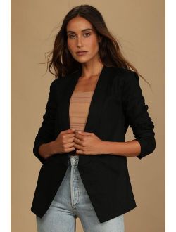 Miss Punctuality Black Lightweight Linen Blazer