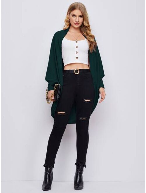 SHEIN Batwing Sleeve Open Front Coat