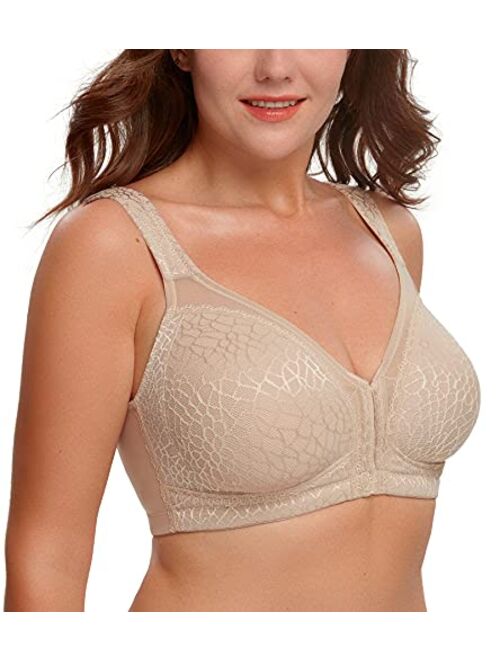 HACI Women's Front Closure Posture Bra Full Coverage Back Support Wireless Comfy