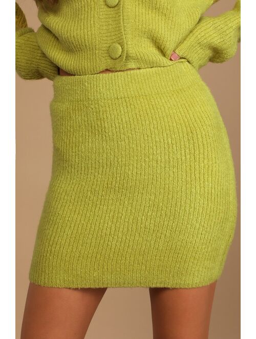 Lulus Admire the Foliage Lime Green Knit Two-Piece Sweater Dress