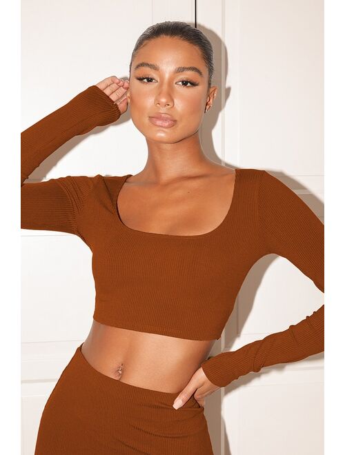 Lulus Best Babe Rust Orange Ribbed Two-Piece Midi Dress