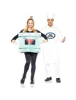 Seeing Red Chef and Bun in The Oven Couples Halloween Costumes for Adults Standard Size, Includes Apron and Oven Tunic