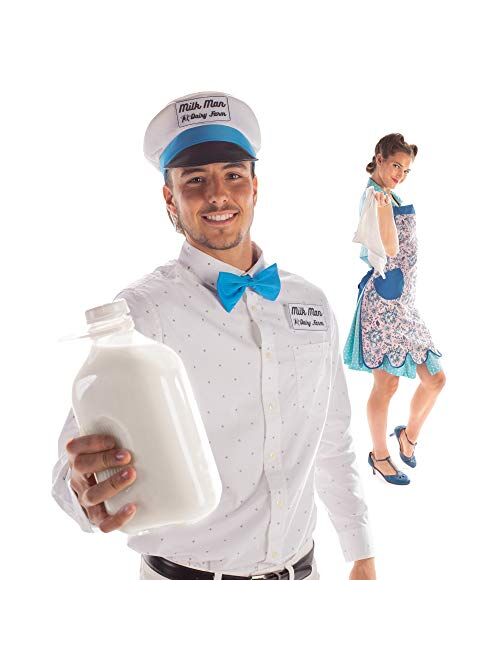 Milkman & 50s Housewife Halloween Couples Costume - Funny Adult One-Size Outfits