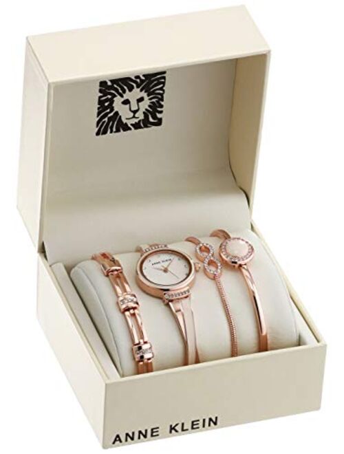 Anne Klein Women's Premium Crystal Accented Watch and Bracelet Set, AK/3578