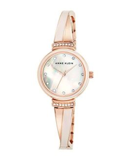 Women's AK/2216BLRG Premium Crystal-Accented Rose Gold-Tone and Blush Pink Bangle Watch
