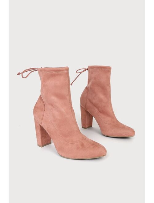 Lulus Juney Blush Suede Ankle Booties