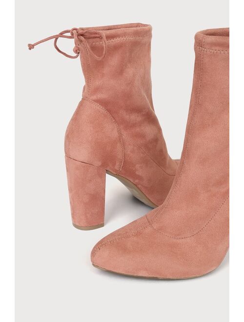 Lulus Juney Blush Suede Ankle Booties