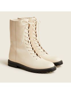 Gwen lug-sole leather lace-up tall shaft boots