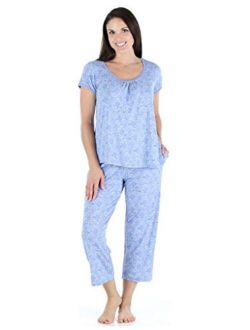 bSoft Women's Sleepwear Bamboo Short Sleeve Top and Capri Pajama Set