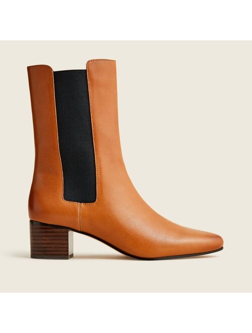 J.Crew Leather high-shaft stacked-heel boots
