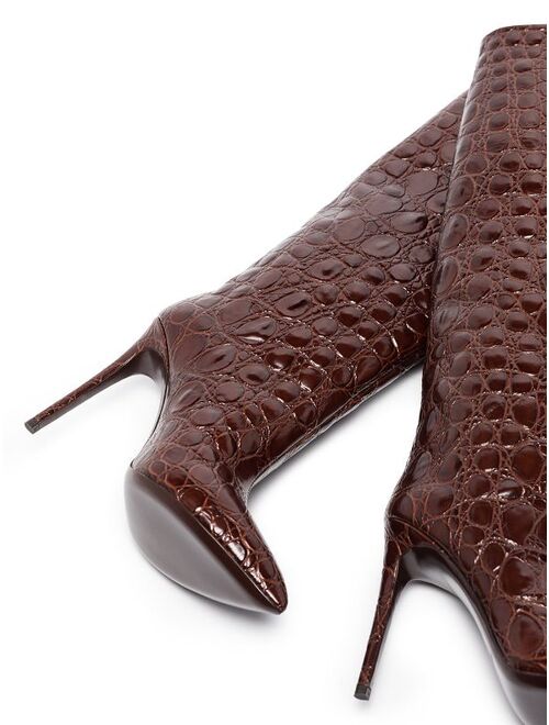 crocodile-effect 105mm knee-high boots