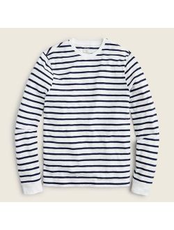 Long-sleeve slub cotton T-shirt in deck stripe