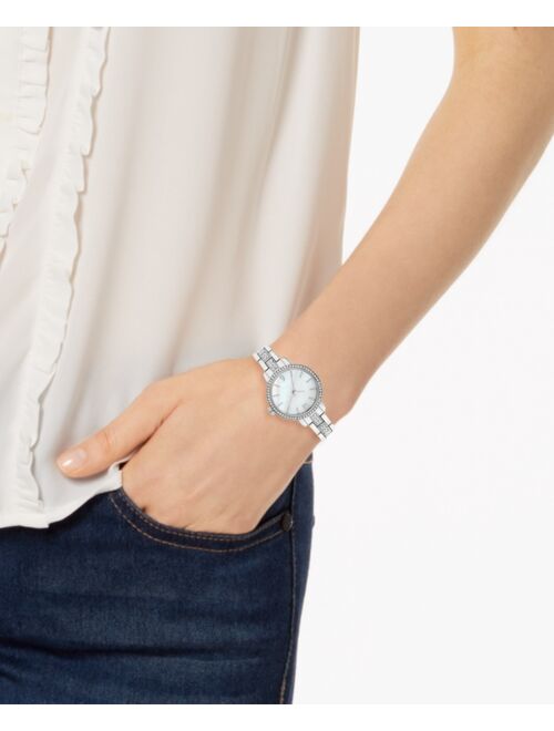 Folio Women's Silver-Tone Stainless Steel Bracelet Watch 28mm Gift Set