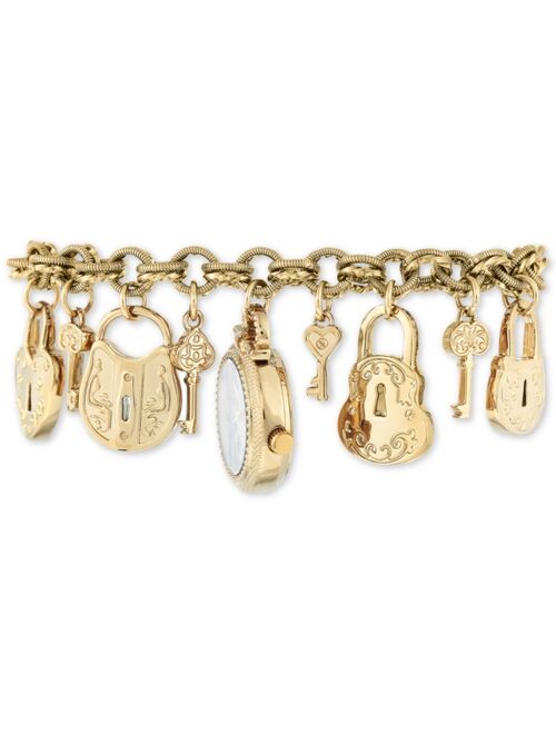 Anne Klein Women's Gold-Tone Charm Bracelet Watch 22mm
