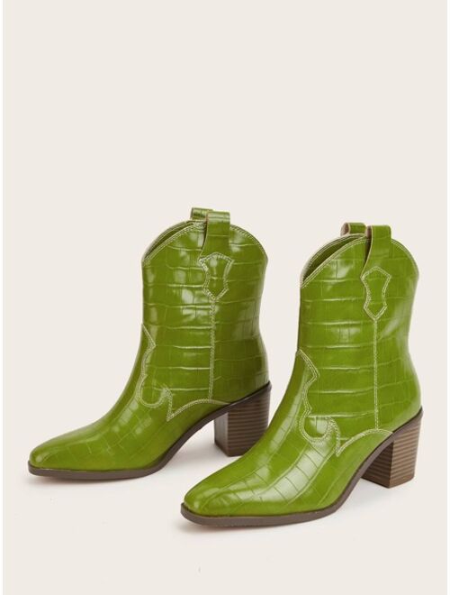Shein Allover Croc Embossed Chunky Boots