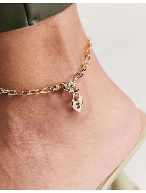 Liars & Lovers heart padlock anklet in gold