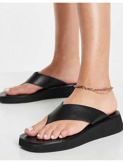 Asos Design Curve multirow anklet with twisted thread and fine chain in gold tone