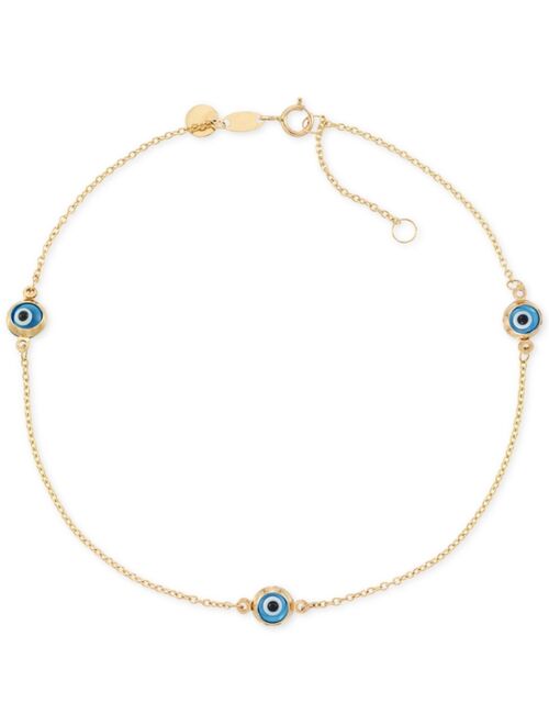 Macy's Beaded Evil Eye Anklet in 14k Gold