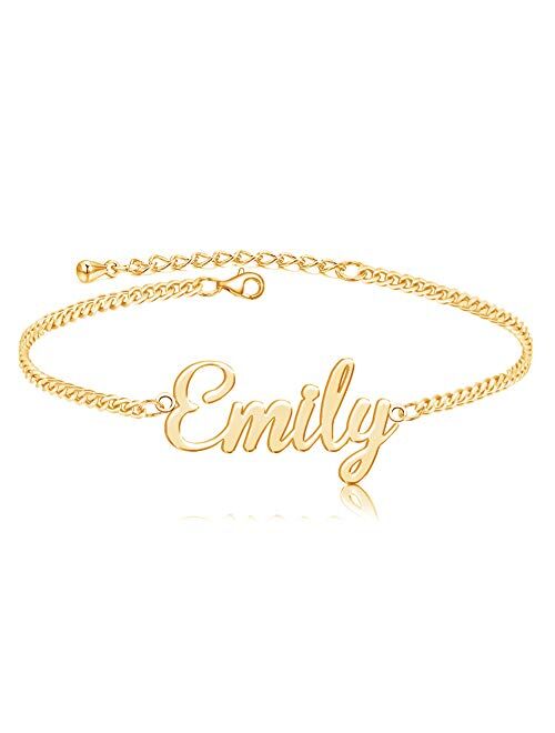 Shinelady Personalized Name Anklet Made with Any Name 18K Gold Plated Custom Anklet with Birthstone Customized Infinity Anklet Bracelet Gift for Women Girls, Adjustable N