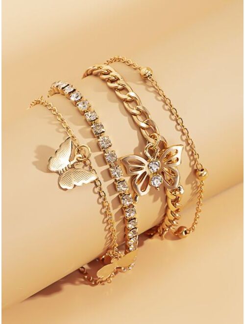 Shein 4pcs Butterfly Charm Chain Anklet
