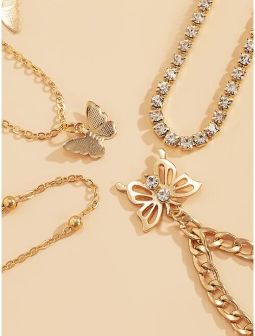 Shein 4pcs Butterfly Charm Chain Anklet