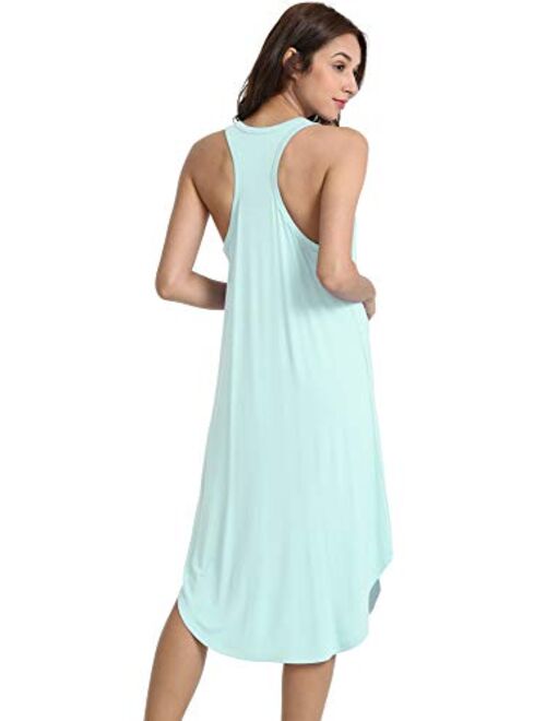 WiWi Soft Bamboo Nightgowns for Women Sleeveless Racerback Pajamas Chemise Nightgown Plus Size Sleepshirts S-4X