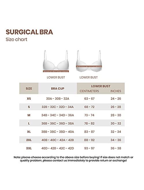 CORALIE Women Post Surgical Support Bra Front Closure Adjustable Straps Wireless Back Posture Corrector (L, BEIGE)