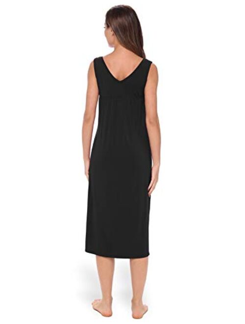 GYS Women's Soft Bamboo Nightgown Sleeveless V Neck Sleepwear