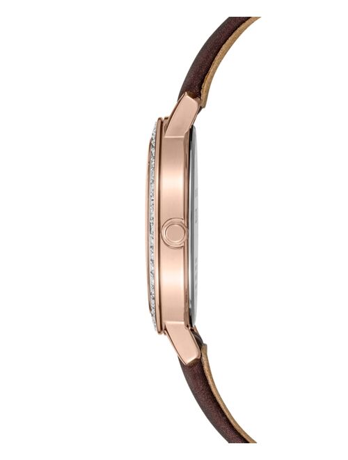 Seiko Women's Solar Crystal Burgundy Leather Strap Watch 30mm
