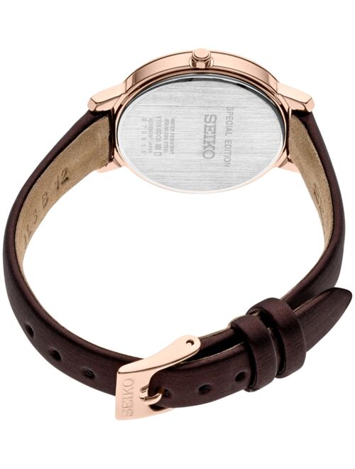 Seiko Women's Solar Crystal Burgundy Leather Strap Watch 30mm