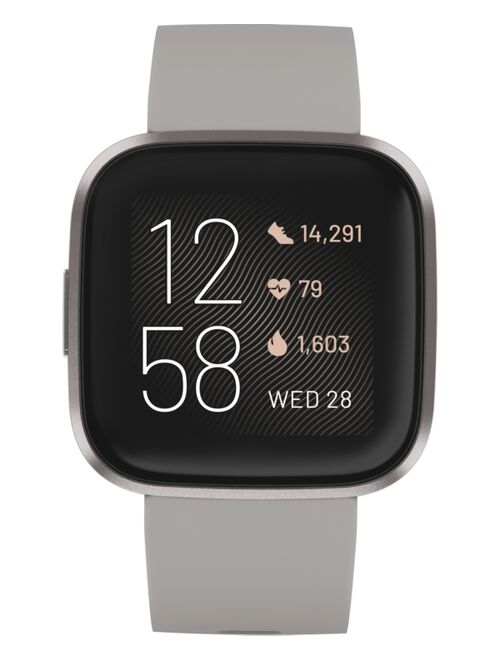 Fitbit Versa 2 Mist Gray Elastomer Strap Touchscreen Smart Watch 39mm