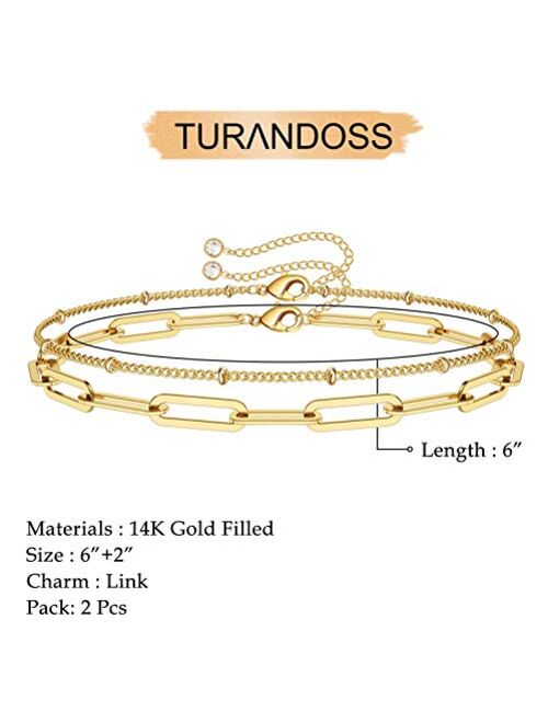 Dainty Gold Bracelets for Women, 14K Gold Plated Adjustable Layered Bracelet Cute Evil Eye Oval Chain Pearl Bar Turtle Gold Bracelets for Women Jewelry