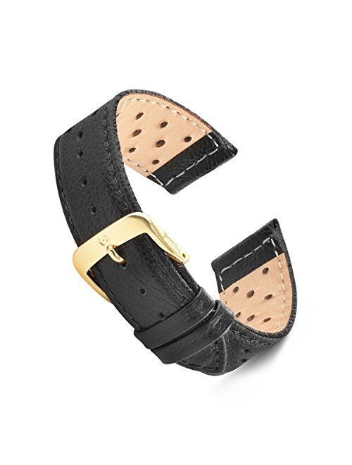 Speidel Genuine Leather Soft Calf Driving Watch Band 18mm and 20mm in Black, Brown and Honey Glove Leather Replacement Strap, Stainless Steel Metal Buckle Clasp, Watchban