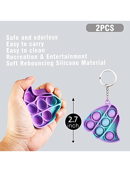 Aneboom Simple Dimple Fidget Popper，Mini Fidget Toys Keychain, Push Pop Bubble Sensory Toys Keychain, Portable Pressure Relieving and Anti-Anxiety Toys for Children and A