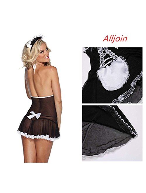 Alljoin Sexy Lingerie Outfits Frisky French Maid Sexy Costume for Women, Black / White