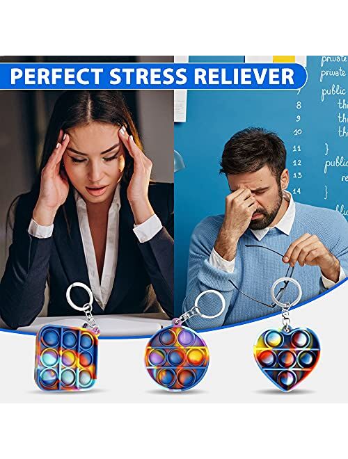 Echodry Fidget Keychain – 3pcs Bubble Sensory Fidget Set – Premium Stress Relief Toys for Kids and Adults – Soft Silicone Bubble Sensory Toys – Mini Popping Bubble Sensor