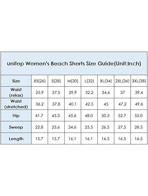 unitop Womens Bathing Boardshorts Swim Shorts Quick Dry with Lining