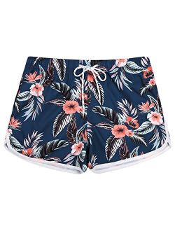 APTRO Women's Board Shorts Floral Beach Swim Shorts with Pockets Swim Trunks