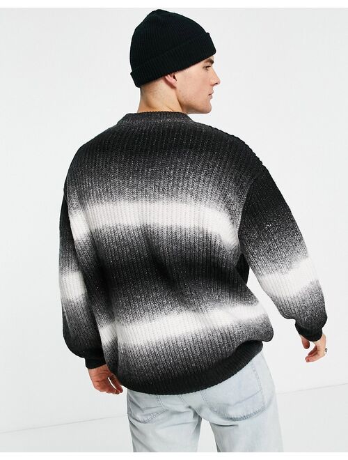 Topman ombre stripe sweater in black