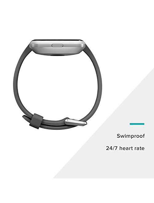 Fitbit Versa Lite Smartwatch, Charcoal/Silver Aluminum, One Size (S & L Bands Included)