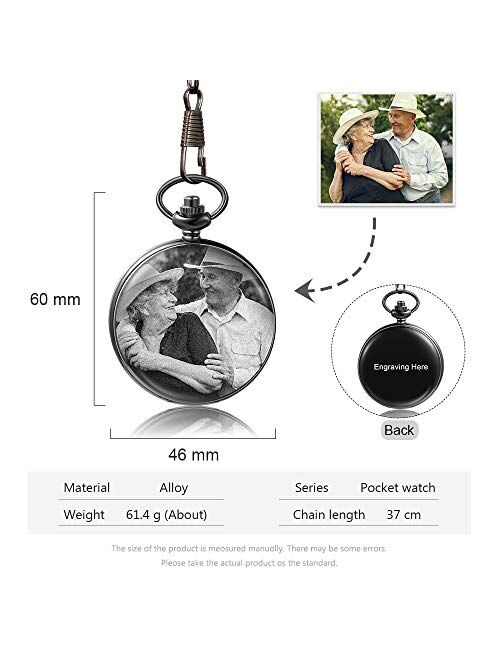 Personalized Pocket Watch Custom Photo Pocket Watch with Chain for Men Women Personalized Birthday Gift Groomsmen Wedding Gift Christmas Gift