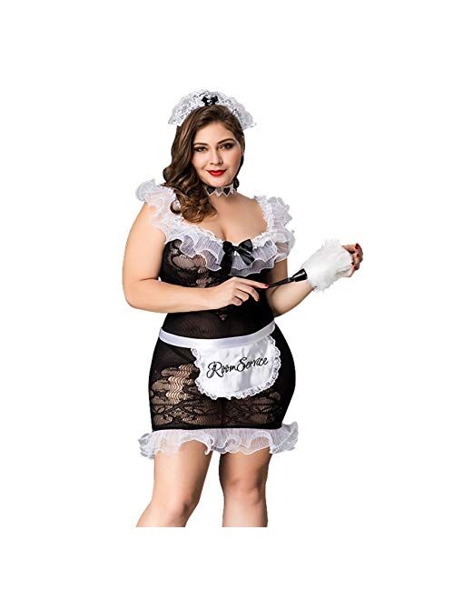 Domi us Women Sexy Plus Size French Maid Lingerie Halloween Party Servant Cosplay Costumes Outfit
