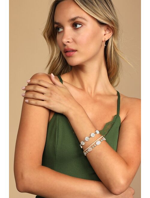 Lulus Give You All My Love Grey Multi Beaded Bracelet Set