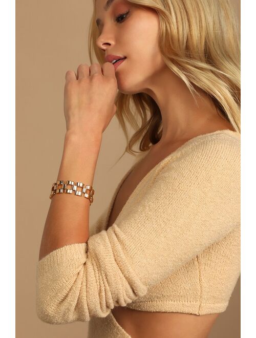 Lulus Attached to You Gold Link Bracelet