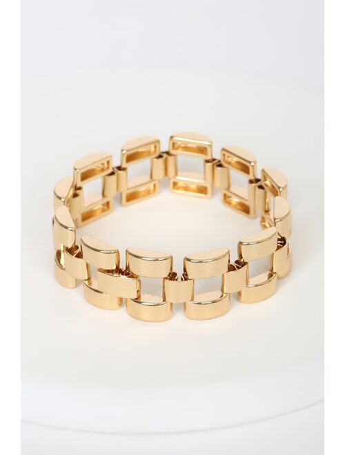 Lulus Attached to You Gold Link Bracelet
