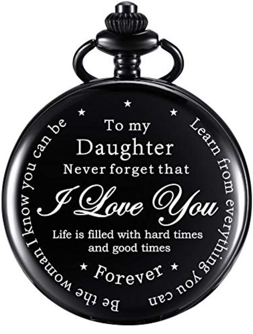 Daughter Gift Pocket Watch Personalized Pattern Steampunk Watch Gift from Dad Mom for Birthday Christmas