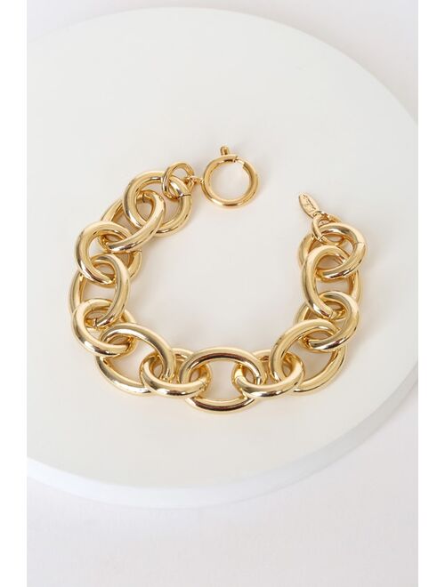 Lulus Revolve Around You 14KT Gold Chain Bracelet