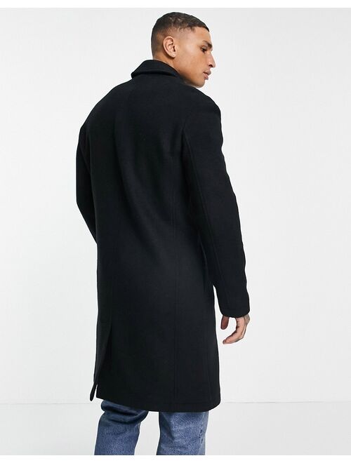 Asos Design wool mix overcoat in black